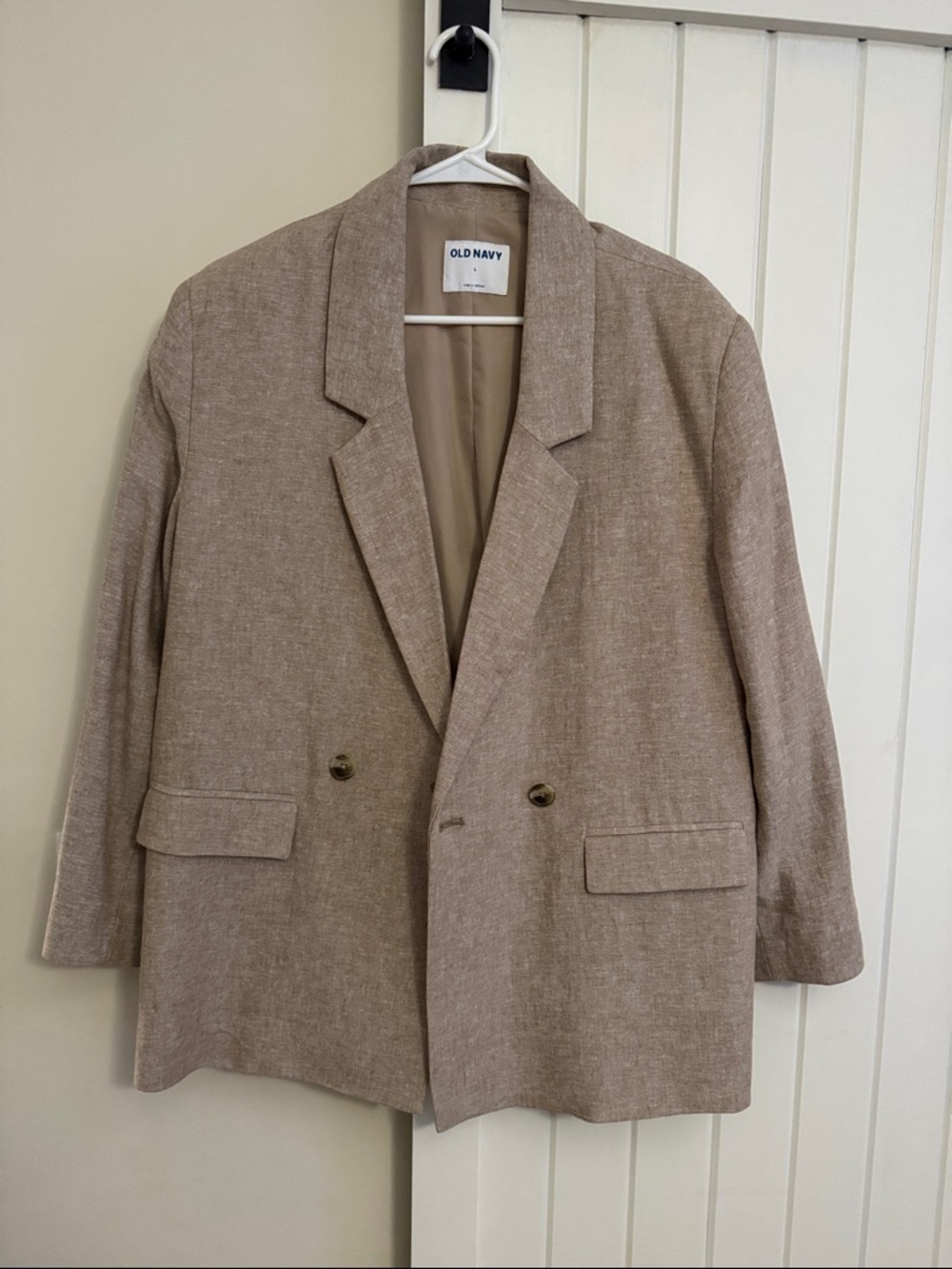 Old Navy Beige-Taupe Double-Breasted Blazer